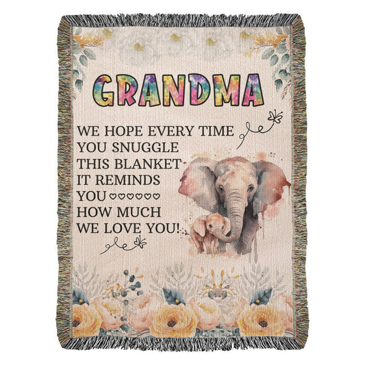 To My Grandma - Elephant Woven Blanket