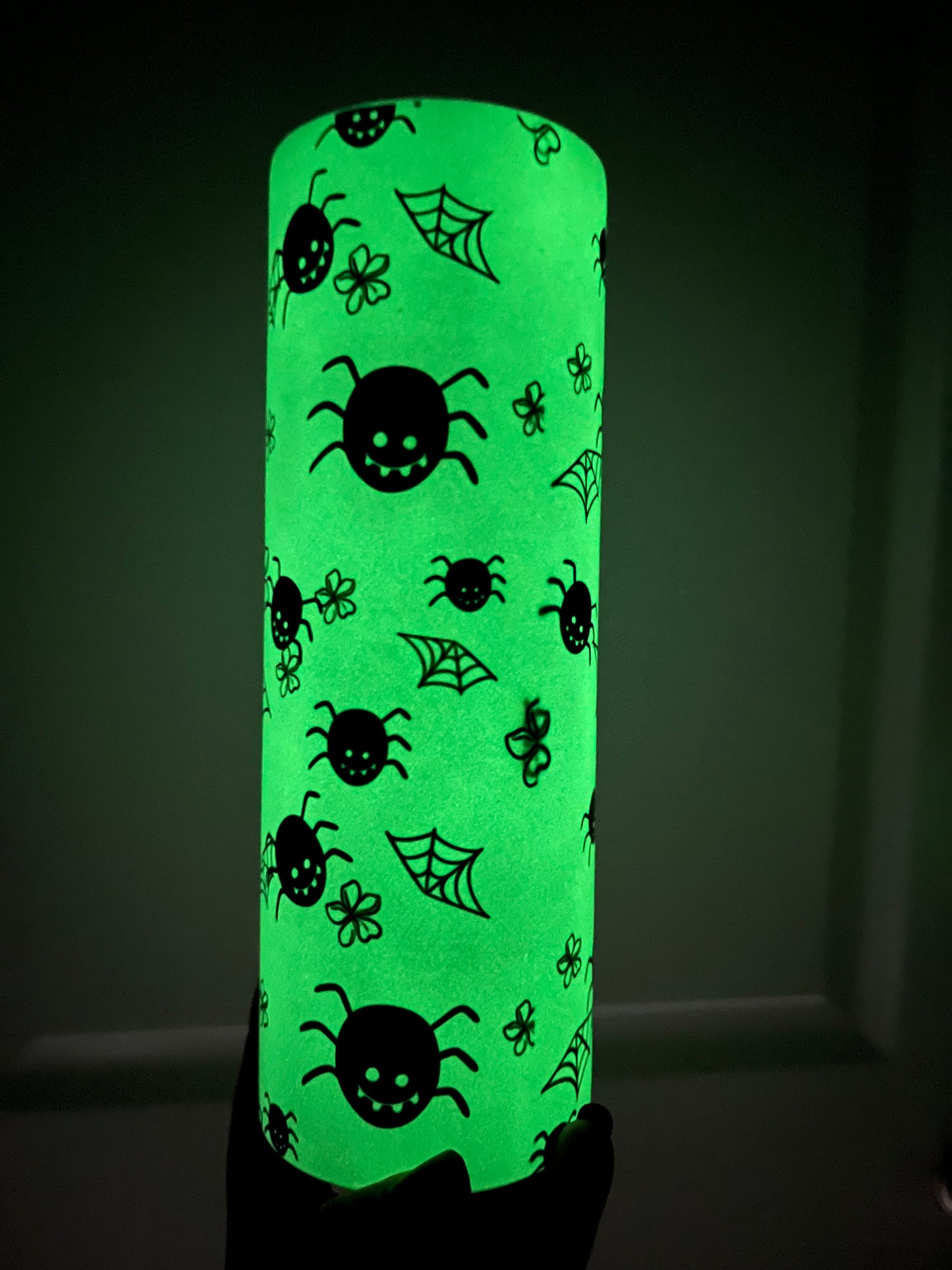 Glow in the Dark Tumbler with Whimssical Spiders