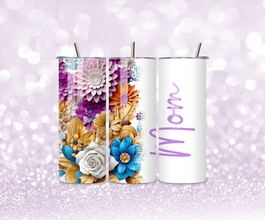 Personalized Mothers Day, God Mother, Girl Friend, Grandma, New Mom Tumbler with Flowers and Rhinestones