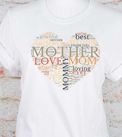 Heart Shape with Love Words For Mother