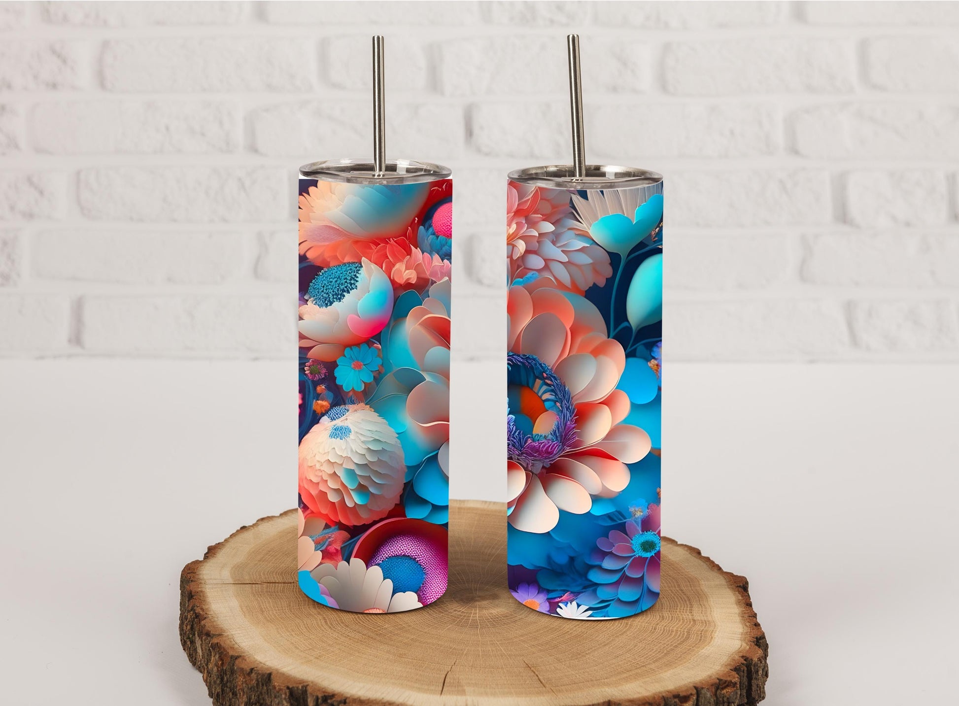 Flower Tumbler Floral Tumbler Insulated Tumbler Hot Coffee Tumbler Cold Drink Cup Daily Water Bottle Desk Accessory Car Cup Holder Tumbler Commuter Cup Garden Lover Gift