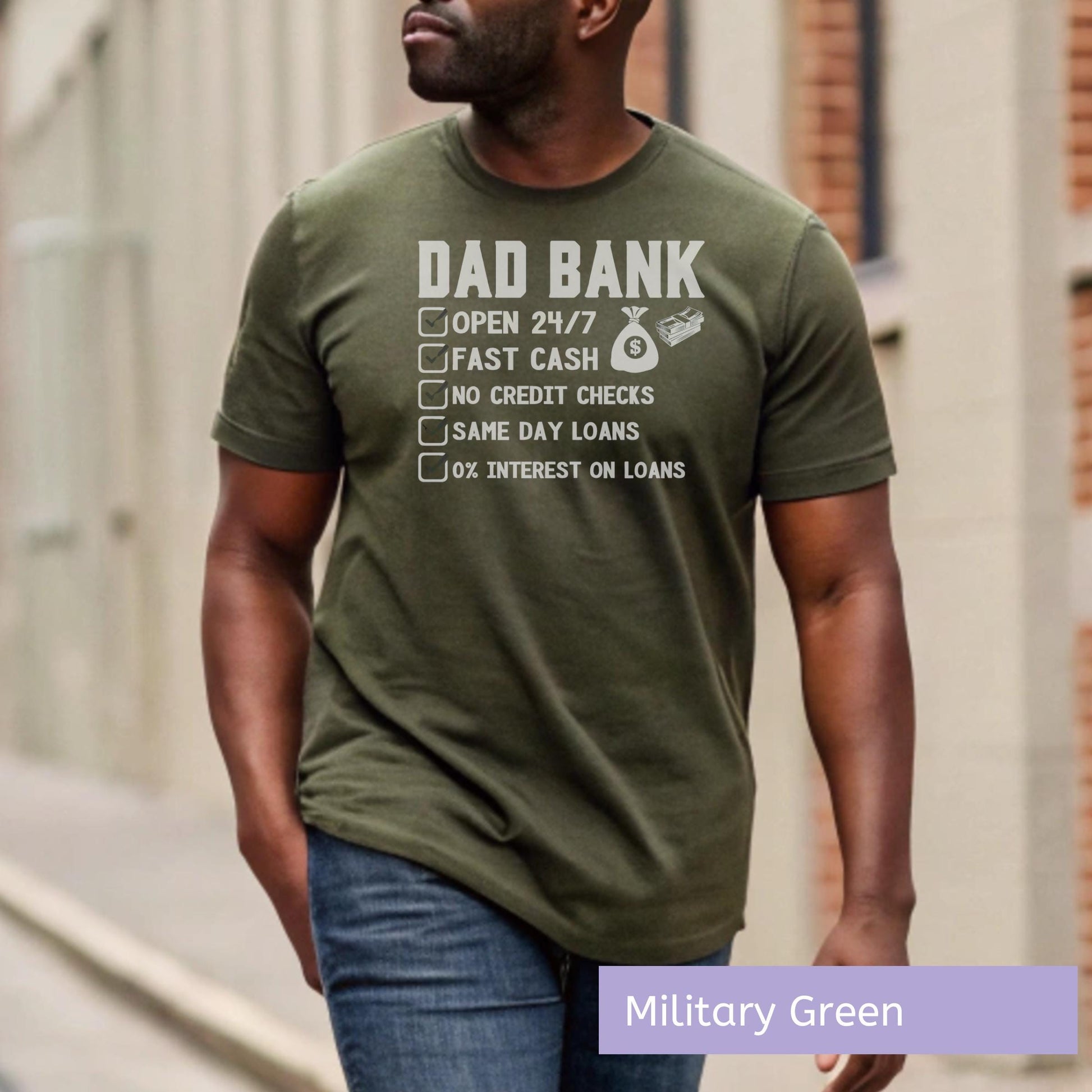 Casual Dad Tshirt Funny Bank Design Premium Cotton Material Perfect Father Day Gift Birthday Present Collection New Dad Essential Multiple Size Options Comfortable Daily Wear Modern Style Family Celebration Special Occasion Present