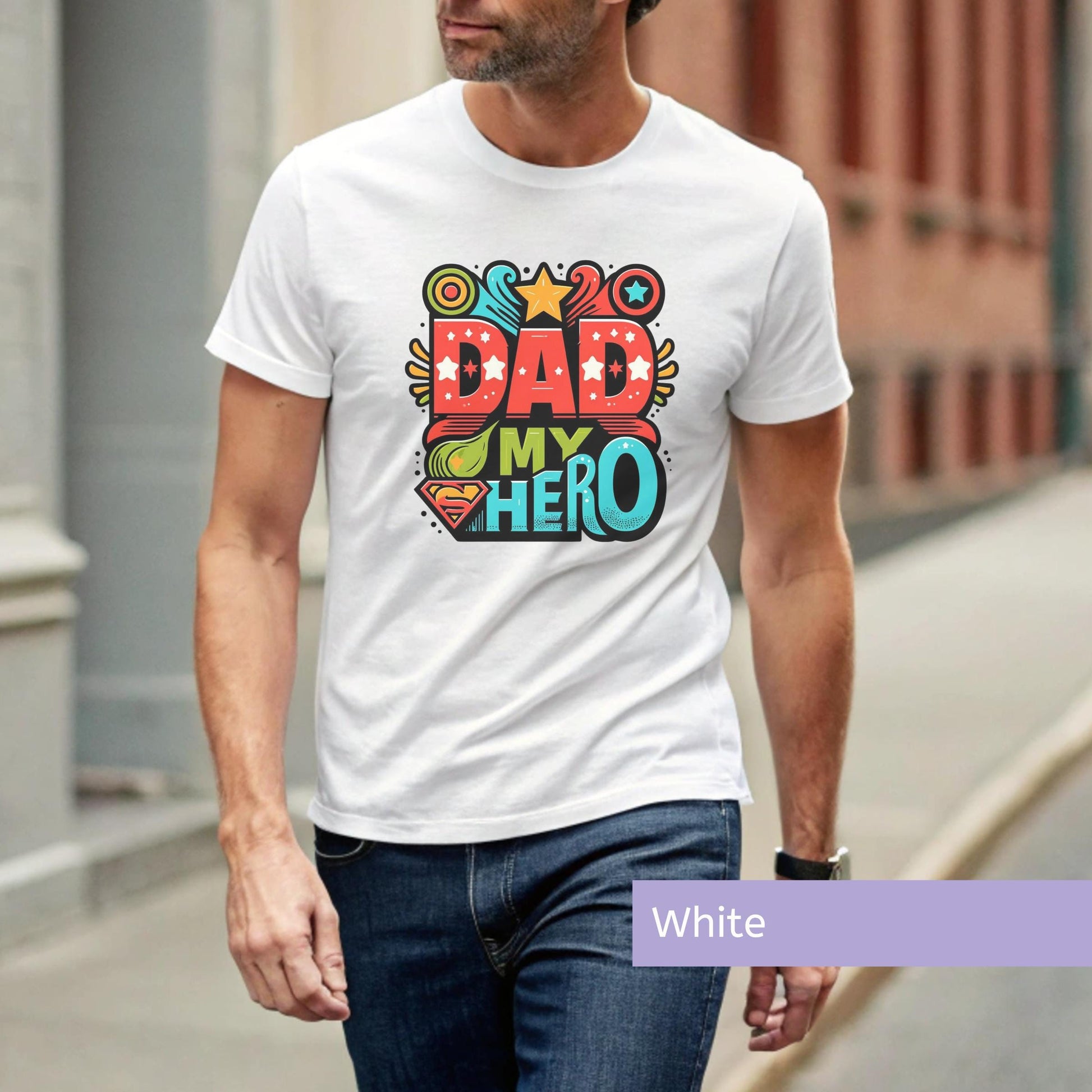 Birthday Gift Dad Superhero Tshirt Premium Cotton Design Father Present Collection Special Occasion Wear Blue Hero Shirt Multiple Size Options Perfect New Dad Gift Comfortable Daily Use Quality Construction Superdad Theme Package