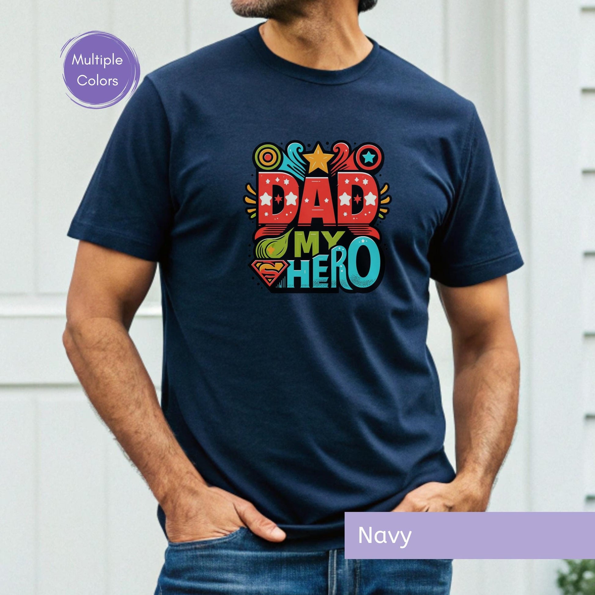 Fathers Day Gift Superdad Hero Tshirt Premium Cotton Design Dad Birthday Present Blue Cotton Shirt Multiple Size Options Perfect New Father Gift Special Occasion Wear Comfortable Daily Use Superhero Theme Collection Quality Material