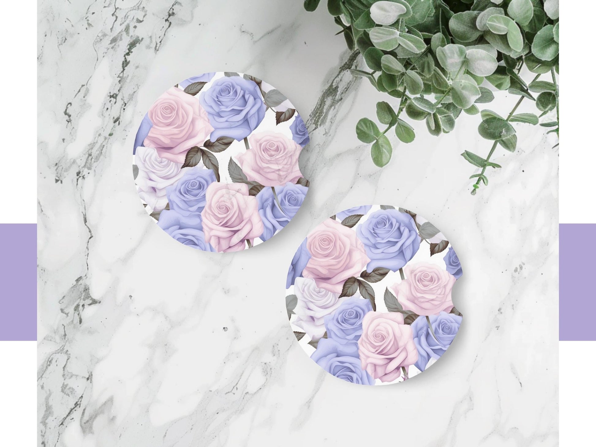 Rose Car Accessories Set Floral Car Coaster Keychain Personalized Car Accessories for Women New Driver Gift for Her First Car Gift for Her Sweet 16 Car Gift New Car Gift