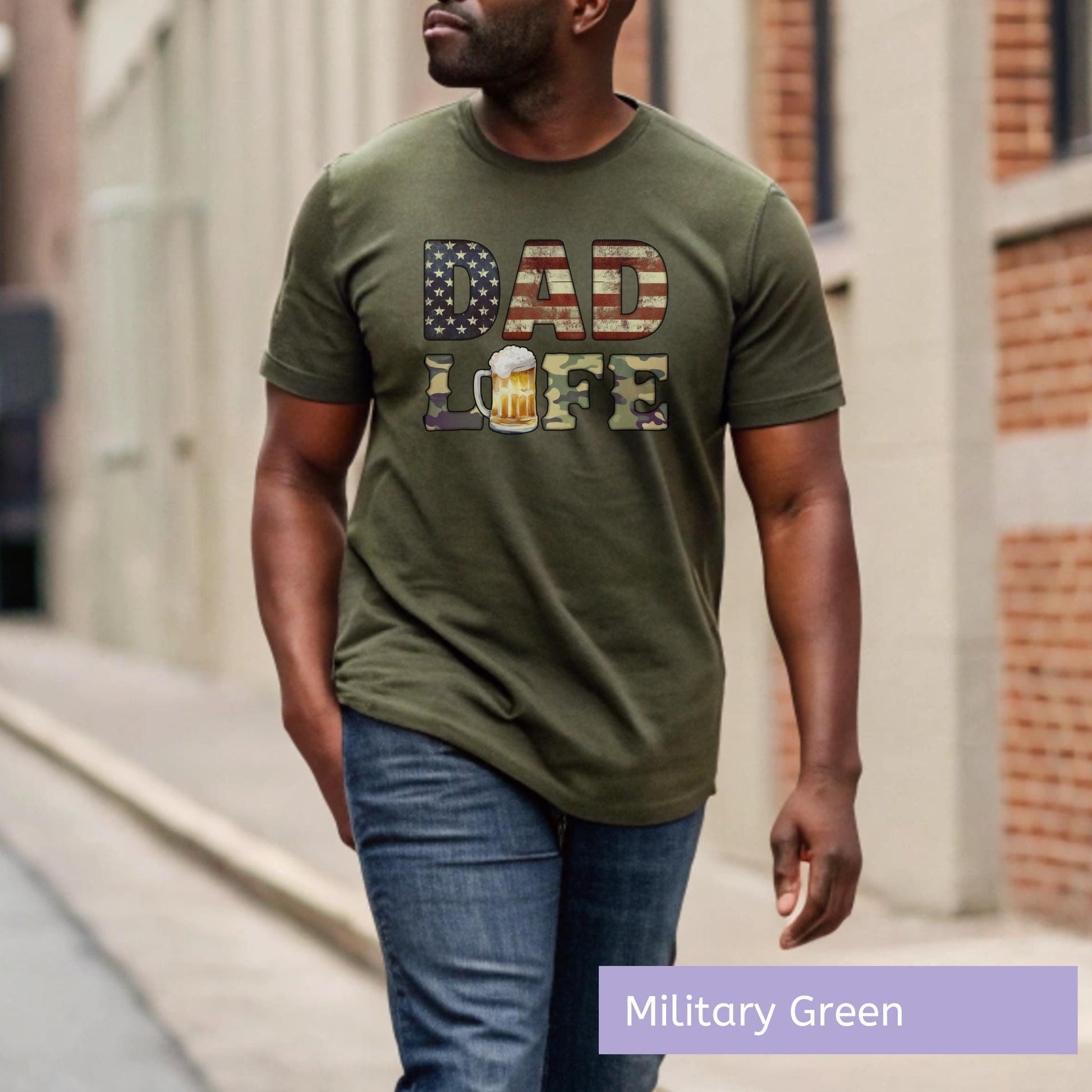 Service Member Pride Military Dad Shirt American Flag Pattern Veteran Father Collection Premium Cotton Blend Comfortable Daily Wear Perfect Gift Package Memorial Tribute Special Present Multiple Size Options Custom Style Design Choice