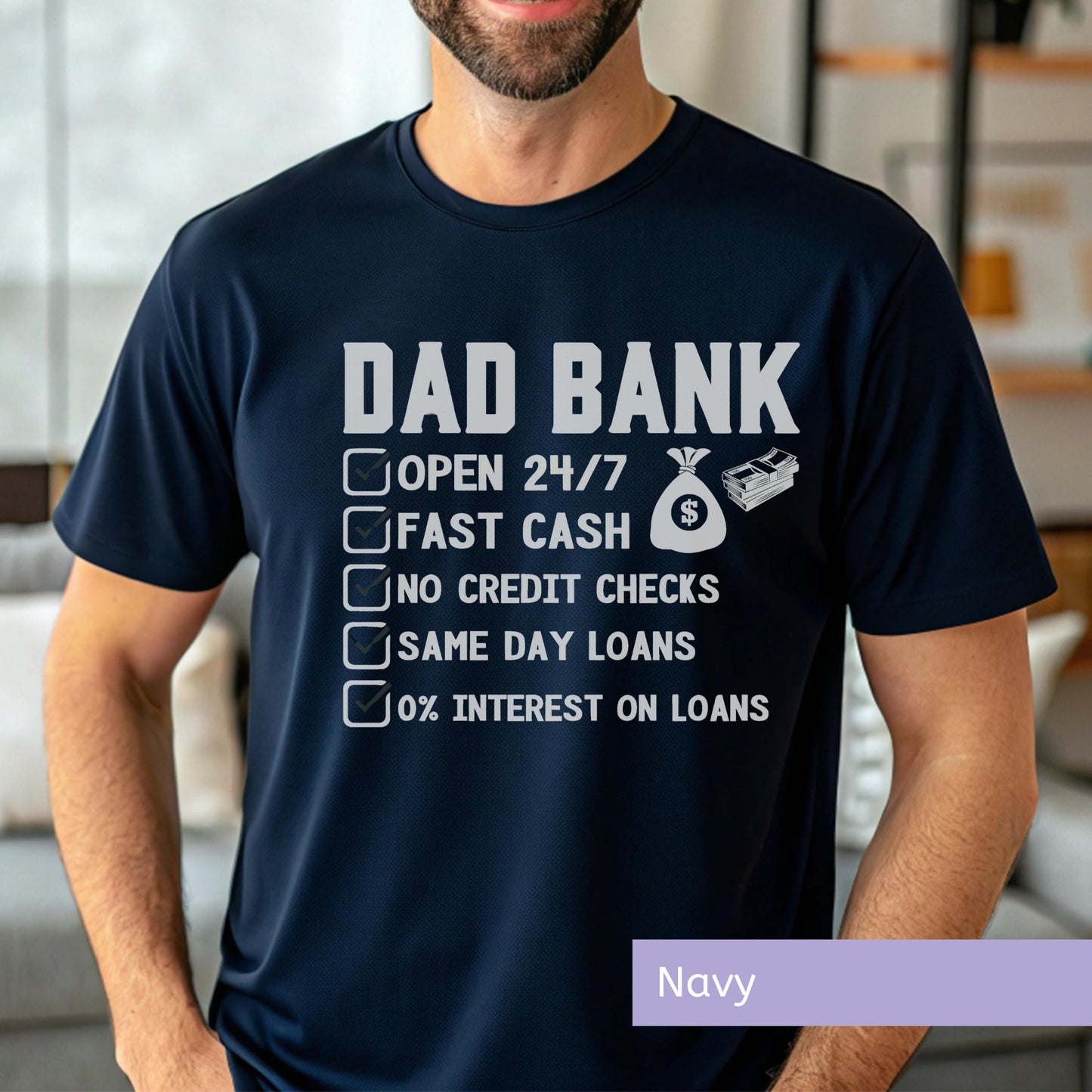 Father Day Essential Funny Dad Bank Tshirt Premium Cotton Material Perfect Birthday Gift New Dad Collection Comfortable Casual Wear Multiple Color Options Humorous Graphic Design Modern Style Special Occasion Present Family Celebration Wear