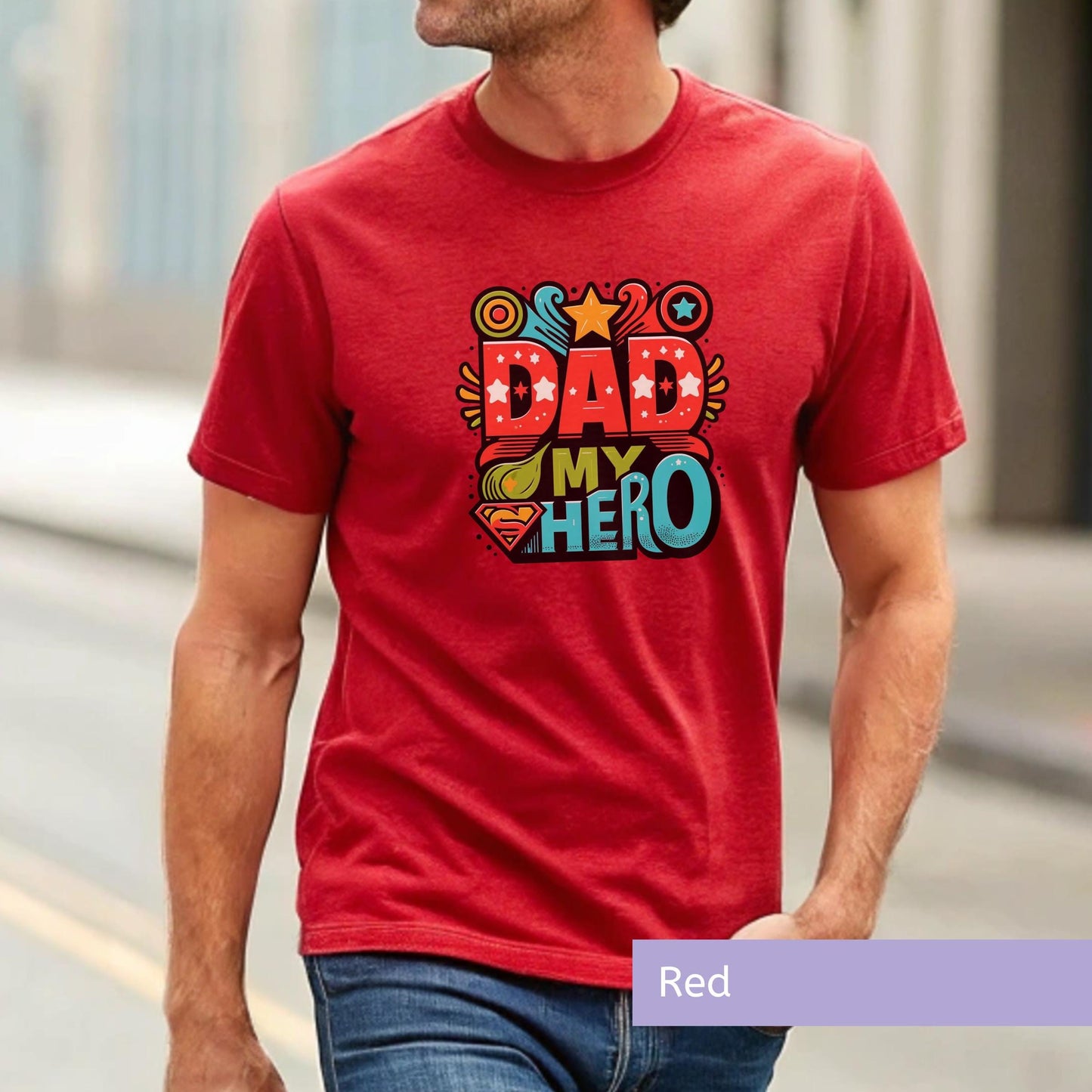 New Dad Present Superhero Design Tshirt Premium Cotton Material Father Gift Collection Special Occasion Wear Blue Hero Shirt Multiple Size Options Perfect Birthday Present Comfortable Daily Use Quality Construction Superdad Theme Package