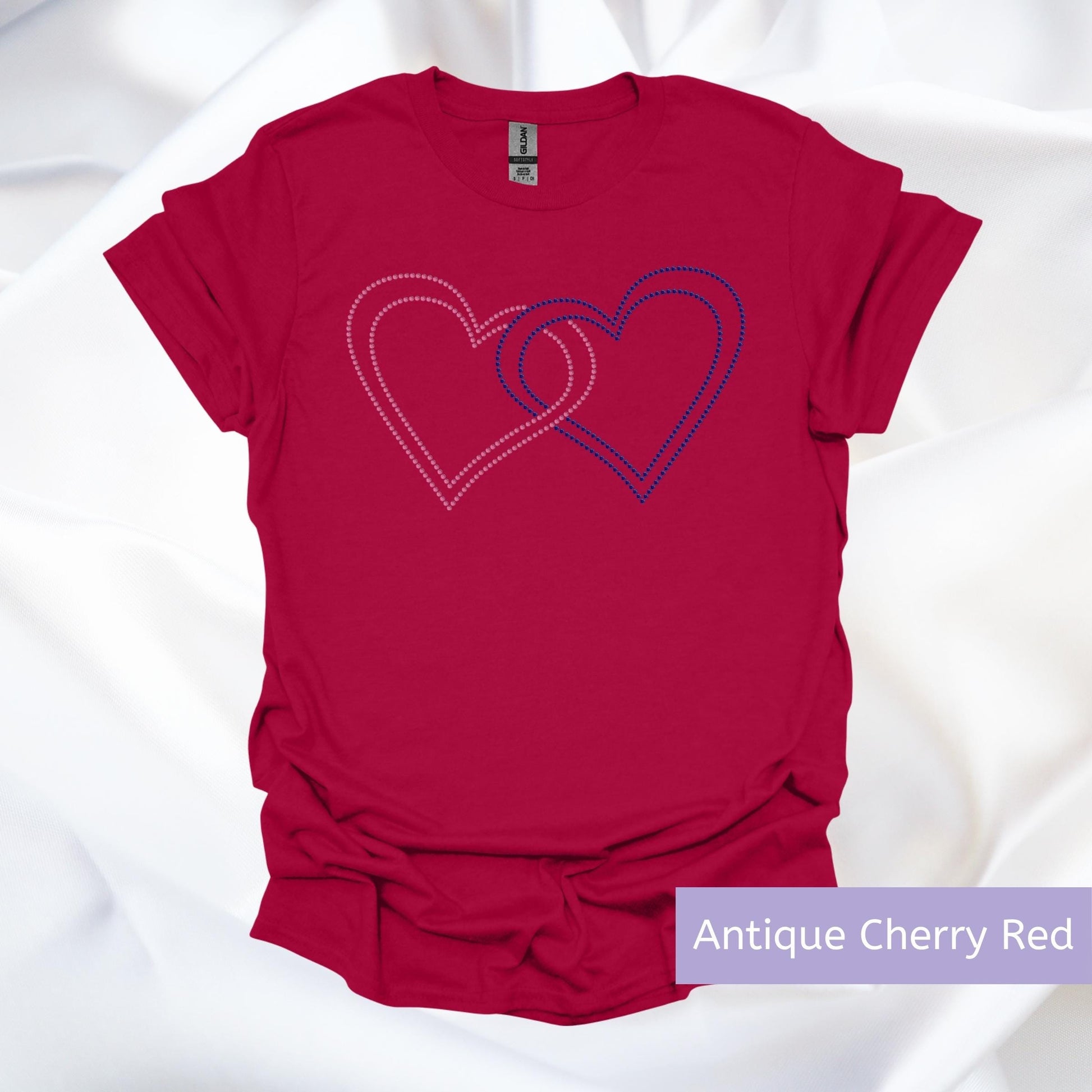 Heart T-Shirt Rhinestone Heart T-Shirt Embellished T-Shirt Statement T-Shirt Valentine&#39;s Day Shirt Anniversary Shirt Mother&#39;s Day Shirt Sparkly Apparel Glittery Apparel Casual Wear