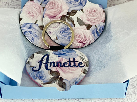 Car Accessories for Women Personalized Car Gift Set Rose Car Coaster Keychain New Driver Gift for Her Birthday Gift Mothers Day Gift New Car Gift Sweet 16 Gift Floral Car Accessories